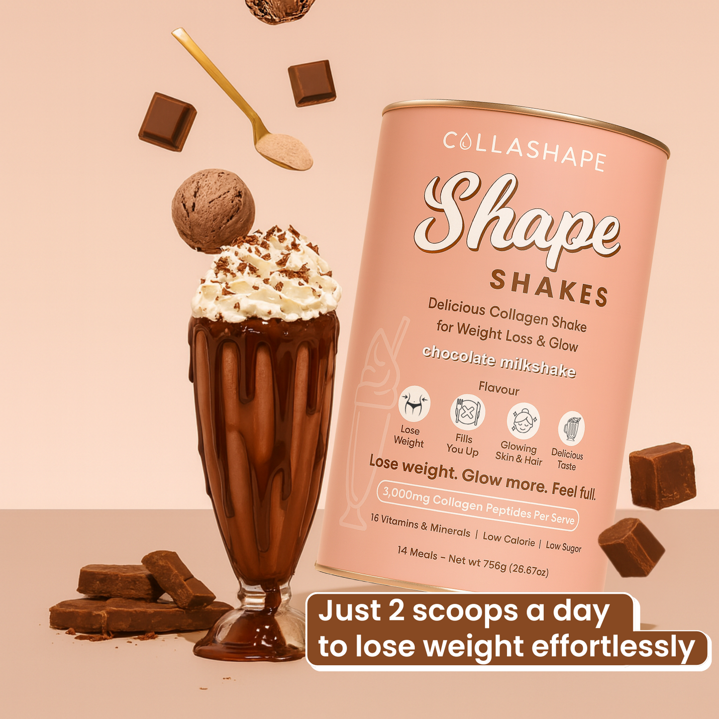 Chocolate Milkshake Collagen - Lose Weight & Glow