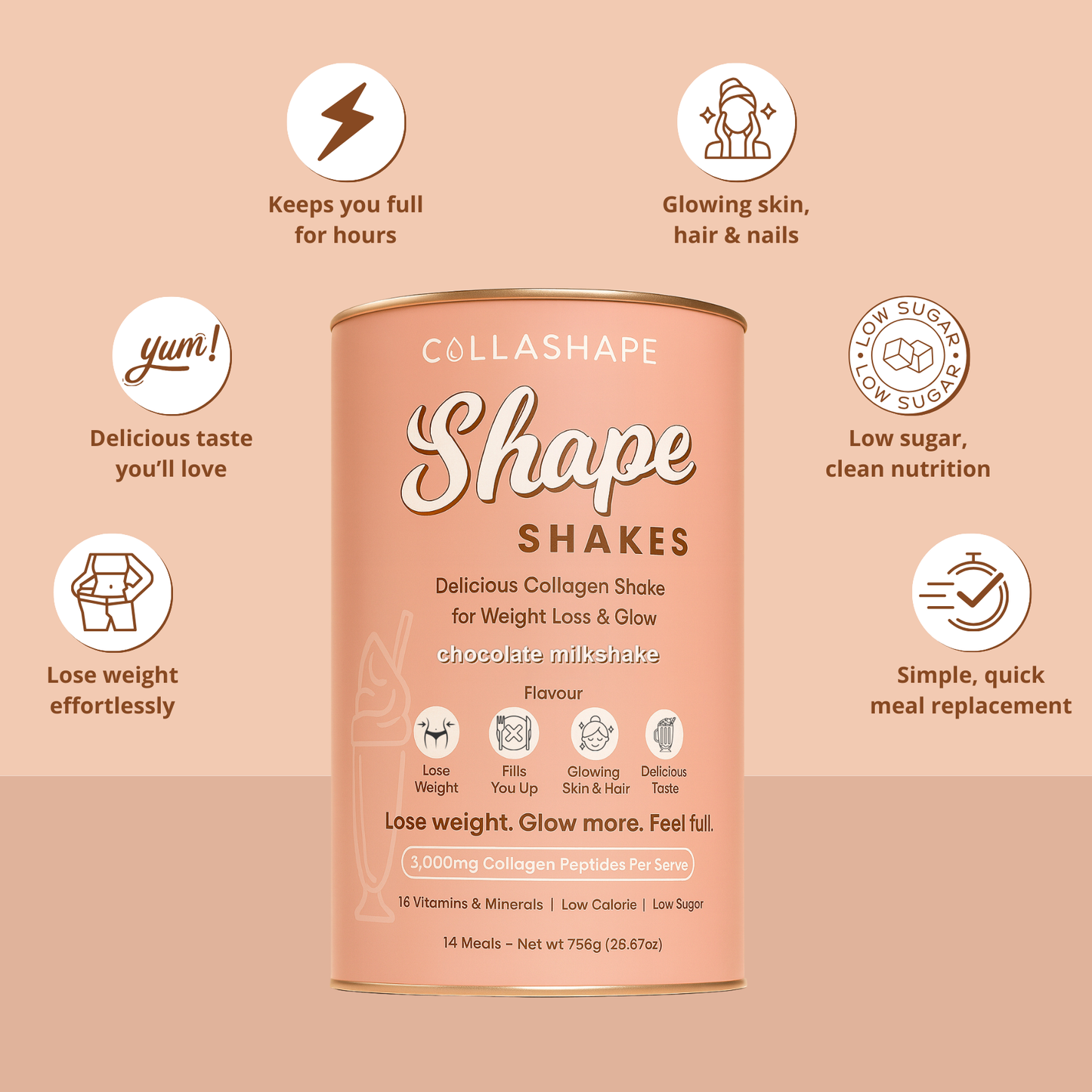 Chocolate Milkshake Collagen - Lose Weight & Glow